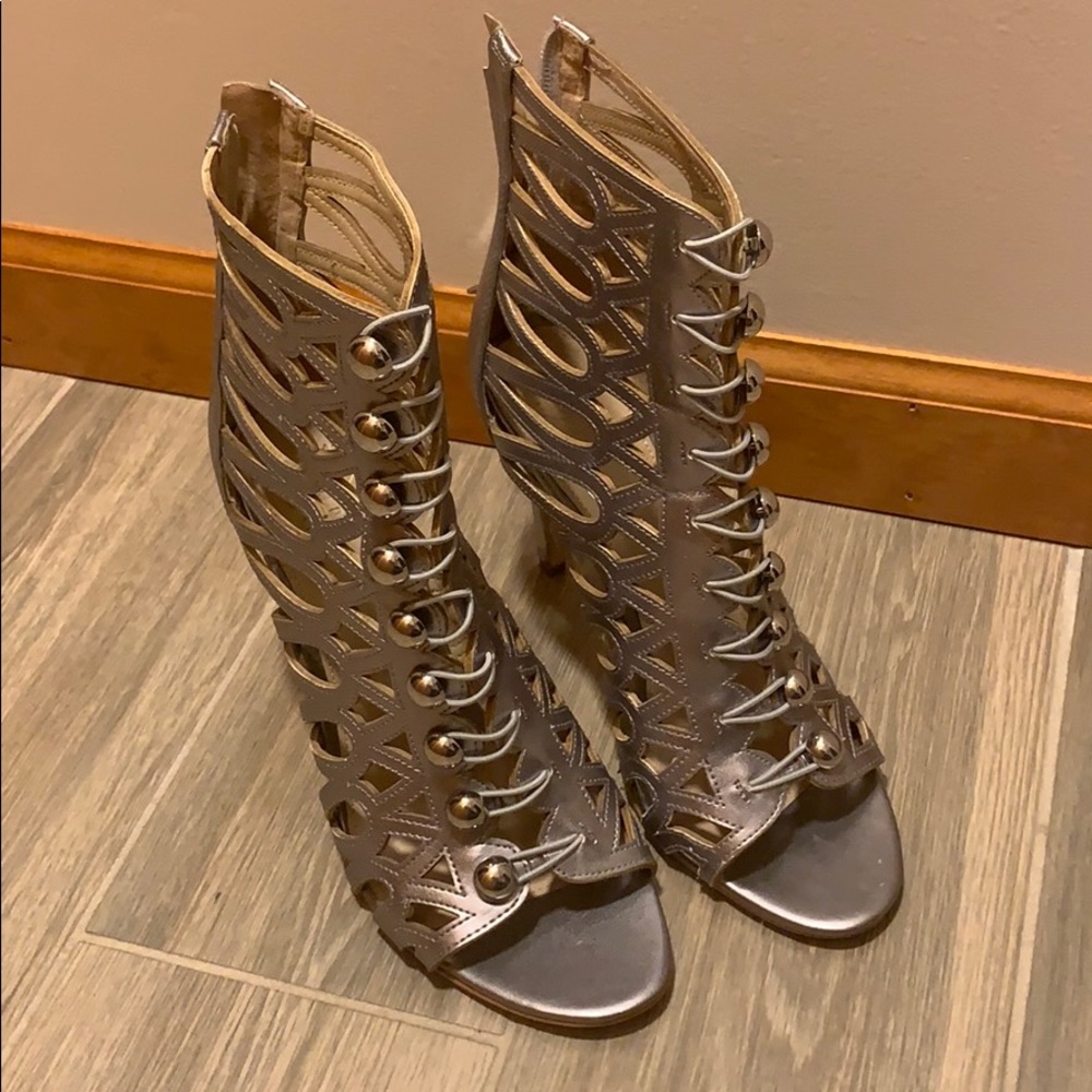 Guess Silver Gladiator Ankle Boot